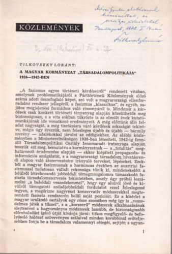 A magyar kormnyzat "trsadalompolitikja" 1938-1942-ben  Dediklt