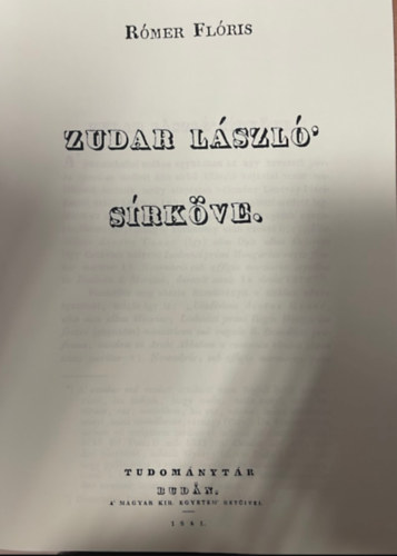 R�mer Fl�ris - Zudar L�szl� s�rk�ve (hasonm�s kiad�)