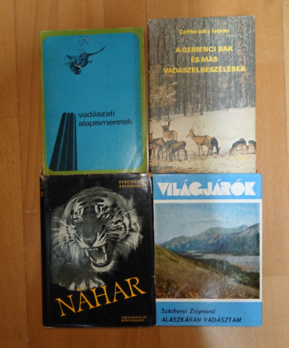 4 vad�szattal kapcsolatos k�nyv: Vad�szati alapismeetek, A gemenci bak �s m�s vad�szelbesz�l�sek, Alaszk�ban vad�sztam, Nahar