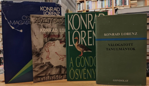 4 db Konrad Lorenz: A gondolat svnyein; Salamon kirly gyrje; Vlogatott tanulmnyok; sszehasonlt magatarts-kutats