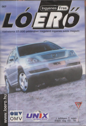L�er� (Aut�s magazin): 2000./I. �vfolyam: 7.,9.,11.,13.,15.,16.,17. �s 2001/II. �vfolyam: 1.,2.,3.,4.,5. lapsz�mok (12 db. lapsz�m)