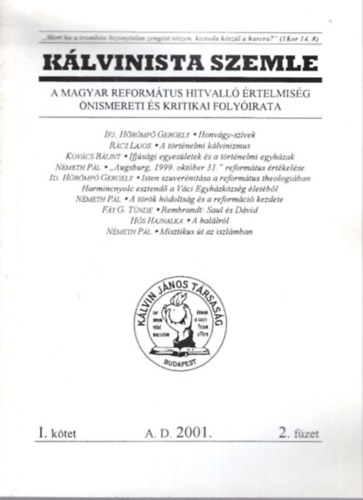 Klvinista Szemle I. ktet 2001. 2. fzet