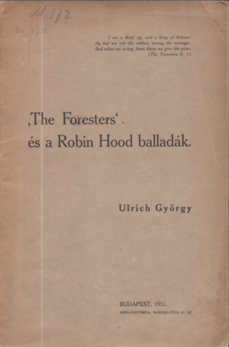 'The Foresters' s a Robin Hood balladk