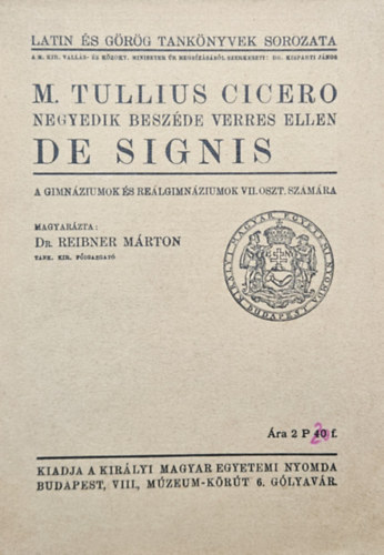 M. Tullius Cicero  Negyedik besz�de Verres ellen - De signis