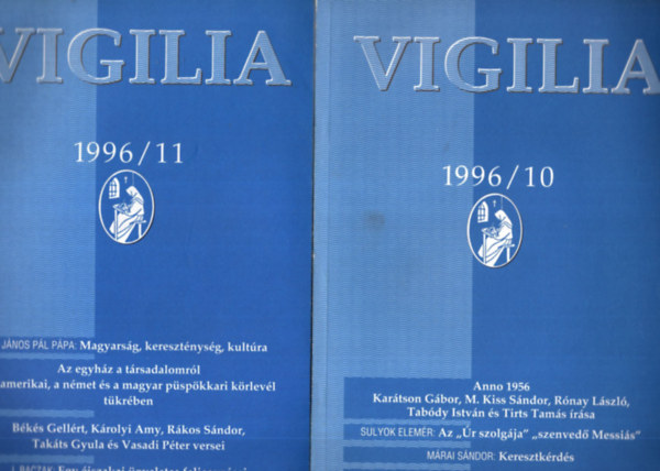 Vigilia 1996. vf. 6-11. szm ( 6 db egytt )