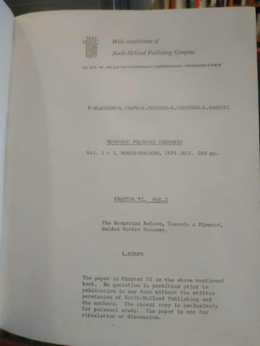 F. Blackaby - Economic Policies Conpared Vol. 1-2, North-Holland, 1974 July