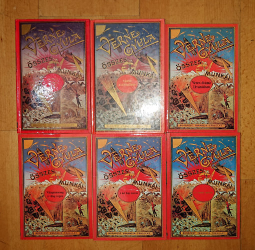 Jules Verne Verne Gyula - 6 k�tet Jules Verne reprint sorozat�b�l: Az arany meteor, A kl�t Kip-testv�r, Vil�g�t�torony a vil�g v�g�n, V�res dr�ma Liv�ni�ban, Storitz Vilmos titka, V�ros a leveg�ben