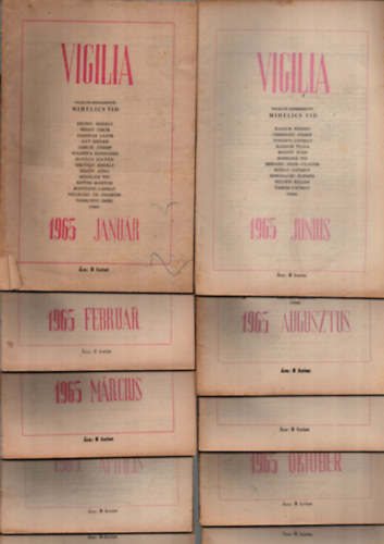 Vigilia 1965/janur, februr, mrcius, prilis, mjus, jnius, augusztus, szeptember, oktber, november, december.