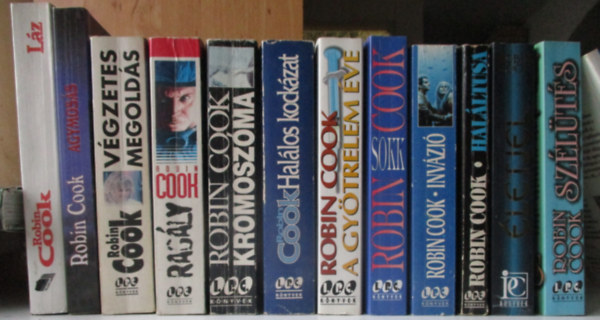 12 db Robin Cook orvosi krimi (A gytrelem ve, Sokk, Invzi, Halltusa, letjel, Szlts, Lz, Agymoss, Vgzetes megolds, Ragly, Kromoszma, Hallos kockzat)