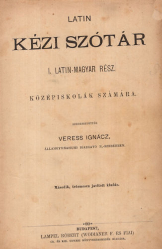 Latin kzisztr II. magyar-latin rsz kzpiskolk szmra