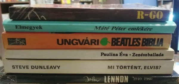 6 db-os K�NYVMENT� AJ�NLAT, zenei el�ad�k, egy�ttesek: John Lennon 1940-1980+ Mi t�rt�nt, Elvis?+ Zen�szballada+ Beatles biblia+ M�t� P�ter eml�k�re+ R-Go