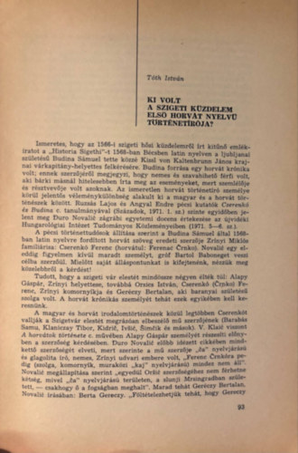 Tóth István - Ki volt a szigeti küzdelem első horvát nyelvű történetírója?