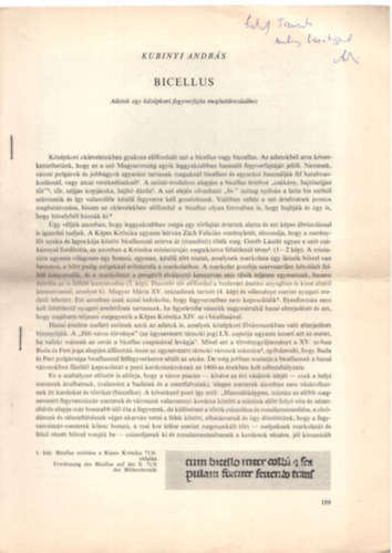 Bicellus  - Adatok egy kzpkori fegyverfajta meghatrozshoz - dediklt - klnlenyomat