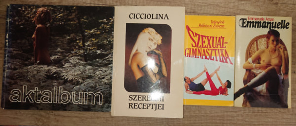 4 erotikus kiadv�ny: Emanuelle, Szexu�lgimnasztika, Cicciolina szerelmi receptjei, Aktalbum