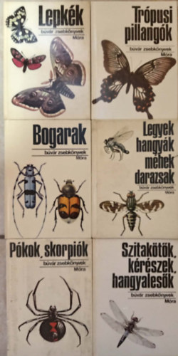 B�v�r k�nyvek Entomol�gia t�mak�r�ben (6db) Lepk�k + Tr�pusi pillang�k + Bogarak + legyek, hangy�k, m�hek, darazsak + p�kok, skorpi�k + sztak�t�k, k�r�szek, hangyales�k