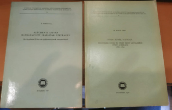2 db H. Boros Vilma: Szchenyi Istvn htrahagyott iratainak trtnete (54.) + Stein Aurl ifjsga (Hirschler Ignc s Stein Ern levelezse Stein Aurlrl 1866-1891)(61.)(A Magyar Tudomnyos Akadmia knyvtrnak kzlemnyei)