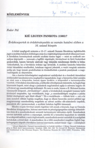 Fodor Pl - Ki legyen Pankota ( 1565) ? - Dediklt - Klnlenyomat