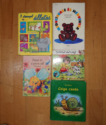 5 kedves k�nyv kisgyerekeknek: Csiga a csoda, Honnan van a tej?, Medvetavasz �s medveny�r, A dzsungel �llatai, Z�mi �s a piros s�l,