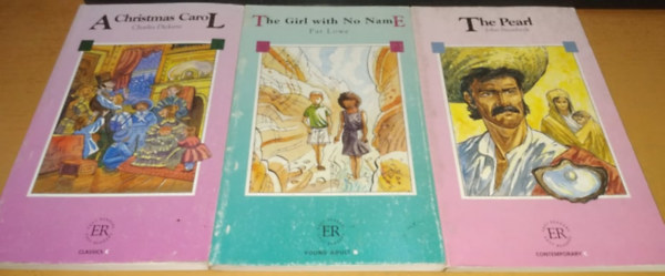 3 db Easy Readers: A Christmas Carol + The Girl with No Name + The Pearl