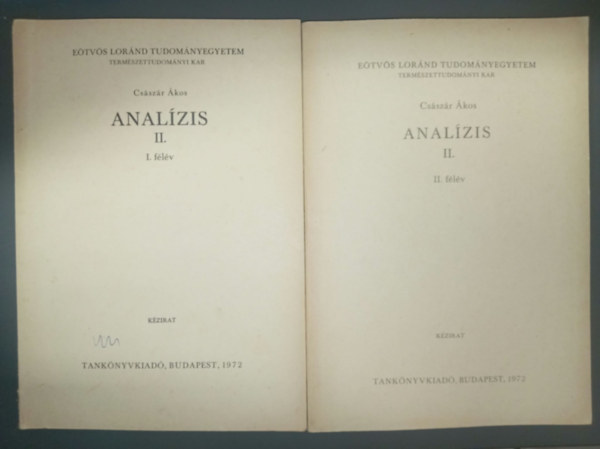 Anal�zis II. - 1-2. f�l�v