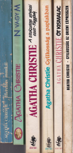 6 db. Agatha Christie knyv (Hercules munki + N vagy M + A titokzatos stylesi eset - Fggny + Gyilkossg a paplakban + t kismalac + Gyilkossg az Orient expresszen)