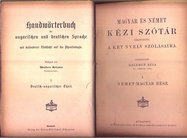 Magyar s nmet kzi sztr tekintettel a kt nyelv szlsaira I. (Nmet-magyar rsz)