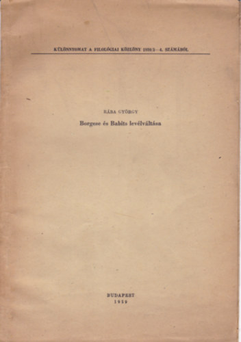Borgese �s Babits lev�lv�lt�sa