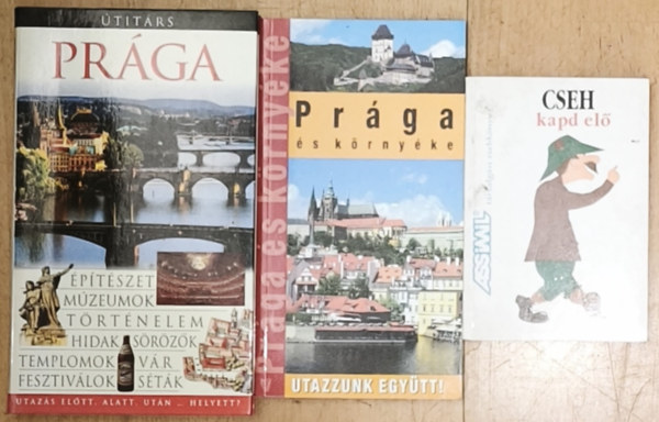 2db Prágával kapcsolatos útikönyv + ajándék mű (összesen 3db könyv) - Útitárs-Prága, Prága és környéke + Cseh kapd elő