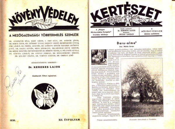 N�v�nyv�delem 1936. XII. �vfolyam �s Kert�szet 1936. X. �vfolyam teljes (egybek�tve)