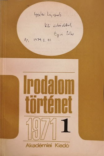 Irodalomtrtnet 1971. LIII. vf. 1. szm - j folyam III. 1. szm