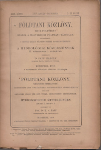 Fldtani Kzlny 1919/1-12. (Teljes vfolyam)