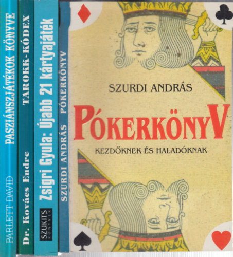 4 db. krtys knyv (Pkerknyv + jabb 21 krtyajtk + Tarokk-kdex + Paszinszjtkok knyve)