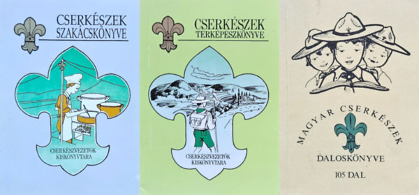 3 db cserkszknyv: Cserkszek trkpszknyve + Cserkszek szakcsknyve + A magyar cserkszek dalosknyve (105 dal)