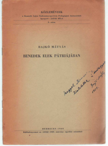 Benedek Elek p�tri�j�ban- K�l�nlenyomat