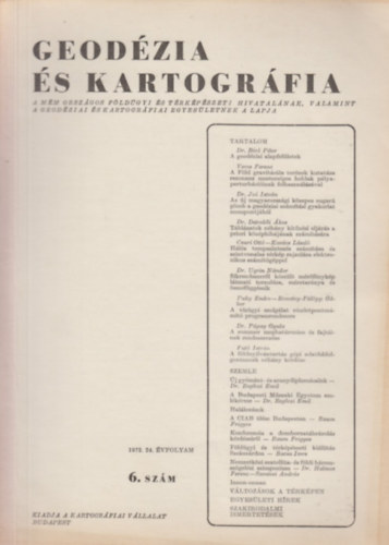 Dr. Jo Istvn  (szerk.) - Geodzia s Kartogrfia 1972/6.