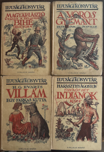 4 db Ifj�s�gi k�nyvt�r k�tet: A v�r�s gy�m�nt, Magyar L�szl� utaz�sa a d�lafrikai Bih� orsz�gba, Vill�m, Tizen�t h�t indi�nok k�zt