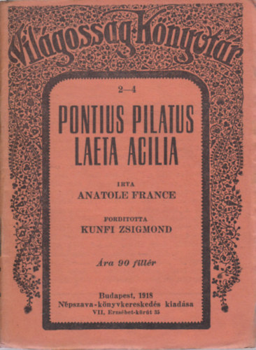 Pontius pilatus - Laeta acilia (Kt elbeszls)