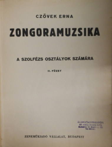Czvek Erna - Zongoramuzsika a szolfzs osztlyok szmra II.fzet
