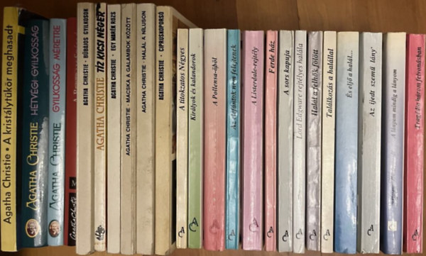 Agatha Christie - 24DB AGATHA CHRISTIE: 1.	A BERTRAM SZLL 2.	A KRISTLYTKR MEGHASADT 3.	A LNYOM MINDIG A LNYON 4.	A LISTERDALE REJTLY 5.	A POLLENSA BL 6.	A SORS KAPUJA 7.	A TITOKZATOS NGYES 8.	AZ ELEFNTOK NEM FELEJTENEK 9.	AZ IJEDT SZEM LNY