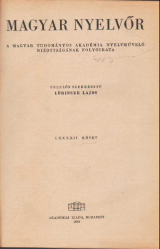Lrincze Lajos - Magyar nyelvr 1968 vi teljes vfolyam (egybektve )