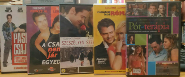 5 db romantikus film: P�t-ter�pia; Minden k�t R�m�ba vezet; Szesz�lyes szerelem; A csaj nem j�r egyed�l; Pasik �s csajok (5 DVD)