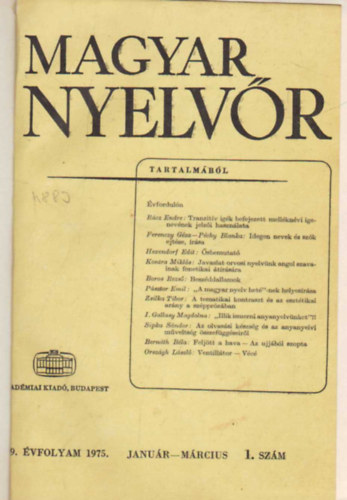 Magyar nyelvr 1975 vi teljes vfolyam (egybektve)