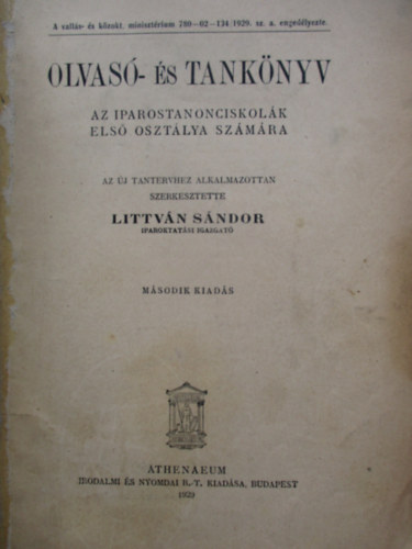 Olvas- s tanknyv (az iparostanonciskolk els osztlya szmra)