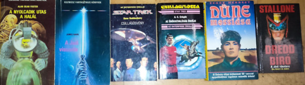 6db sci-fi regny - N. Barrett Jr.-Dredd br, F. Herbert-A Dne messisa, G. Roddenberry-Csillagsvny, A. C. Crispin-Az rkkvalsg rzje, J. Kahn-A Jedi visszatr, A. D. Foster-A nyolcadik utas a hall