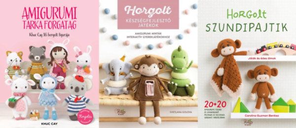 Svetlana Golova, Carolina Guzman Benitez Khuc Cay - 3 db kzimunkaknyv: Amigurumi tarka forgatag - Khuc Cay 16 horgolt figurja + Horgolt szundipajtik - 20+20 amigurumi figura s szundikend
