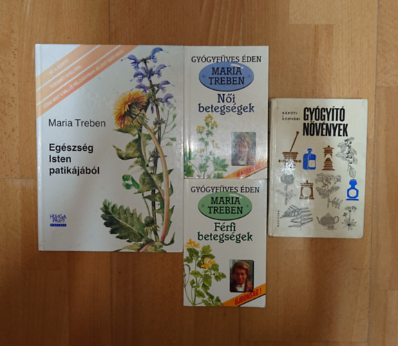R�p�ti-Romv�ry Maria Treben - Maria Treben 3 k�nyve + aj�nd�k k�nyv a gy�gyn�v�nyekr�l: Eg�szs�g Isten patik�j�ban, N�i betegs�gek, F�rfi betegs�gek + G�gy�t� n�v�nyek