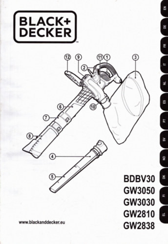 Black + Decker BDBV30, GW3050, GW3030, GW2810, GW2838 hasznlati utasts