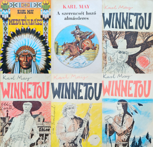 3 db Karl May regny: Winnetou 1-4. (Old Shatterhand - Old Death - Old Firehand - Winnetou) + A Medvevadsz + A szerencst hoz almsderes ( 3 m 6 ktetben)