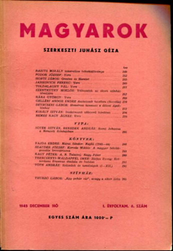 Magyarok 1945 december h I. vfolyam 6. szm