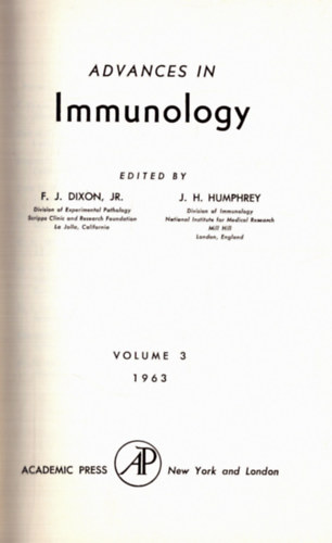 Advances in Immunology Volume 3